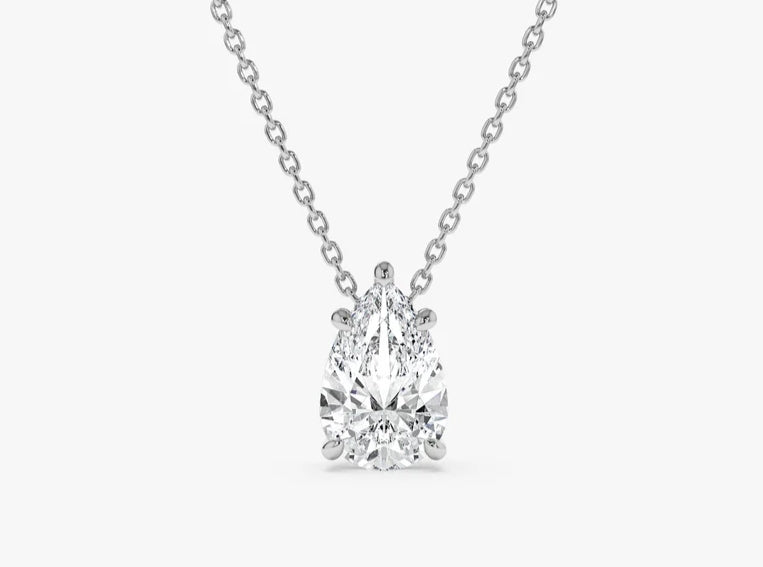 Pear Floating Solitare Pendant