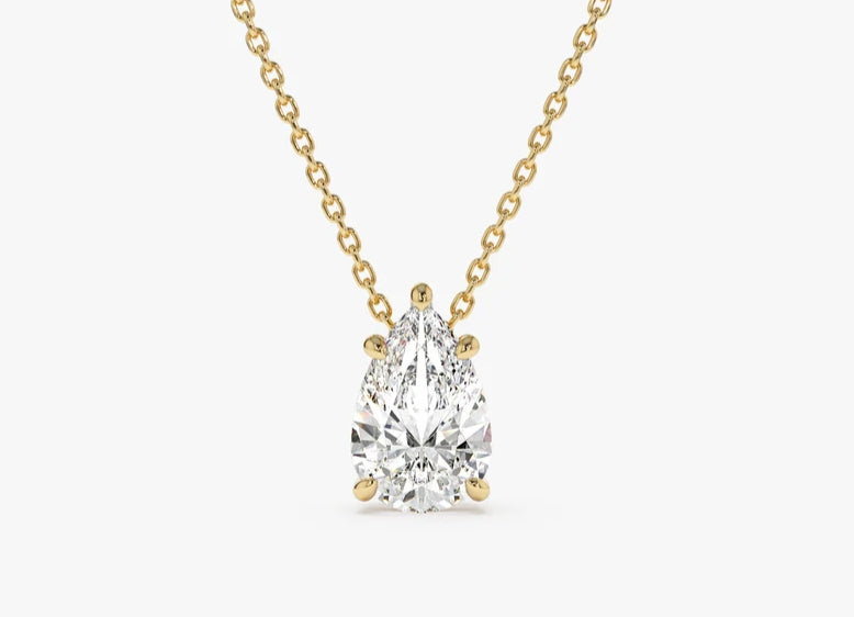 Pear Floating Solitare Pendant