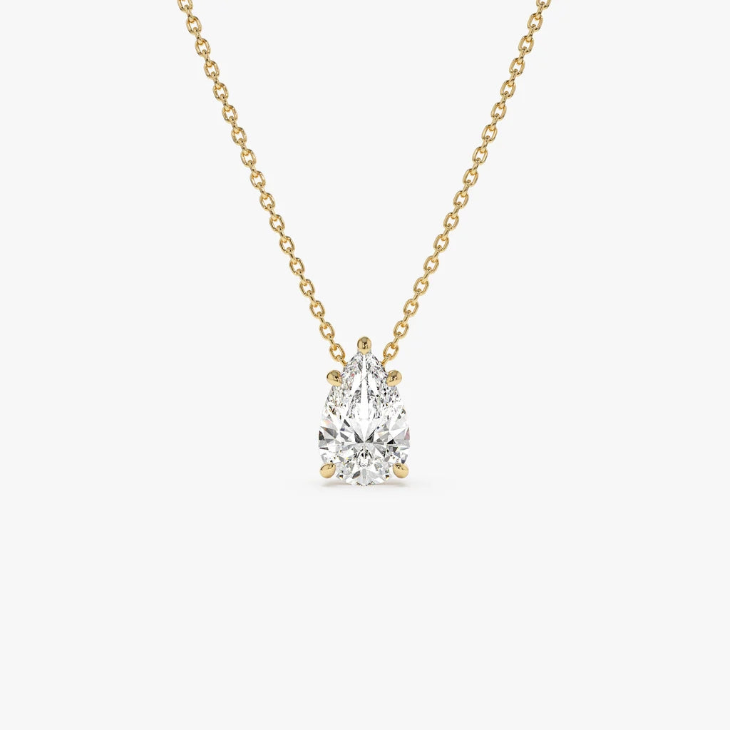 Pear Floating Solitare Pendant