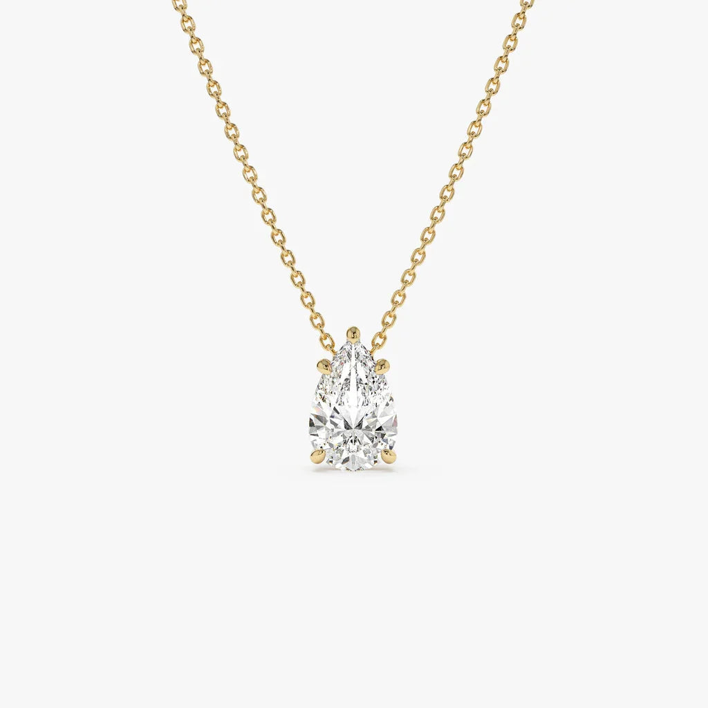 Pear Floating Solitare Pendant