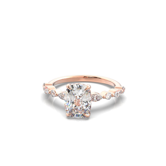 Ariana Cushion Diamond Engagement Ring Rose Gold - Bellisimo