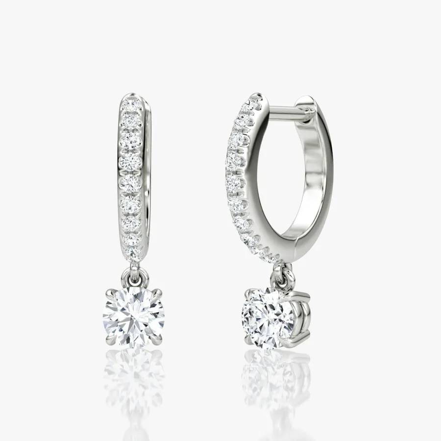 Solitaire Drop Pavé Huggies
