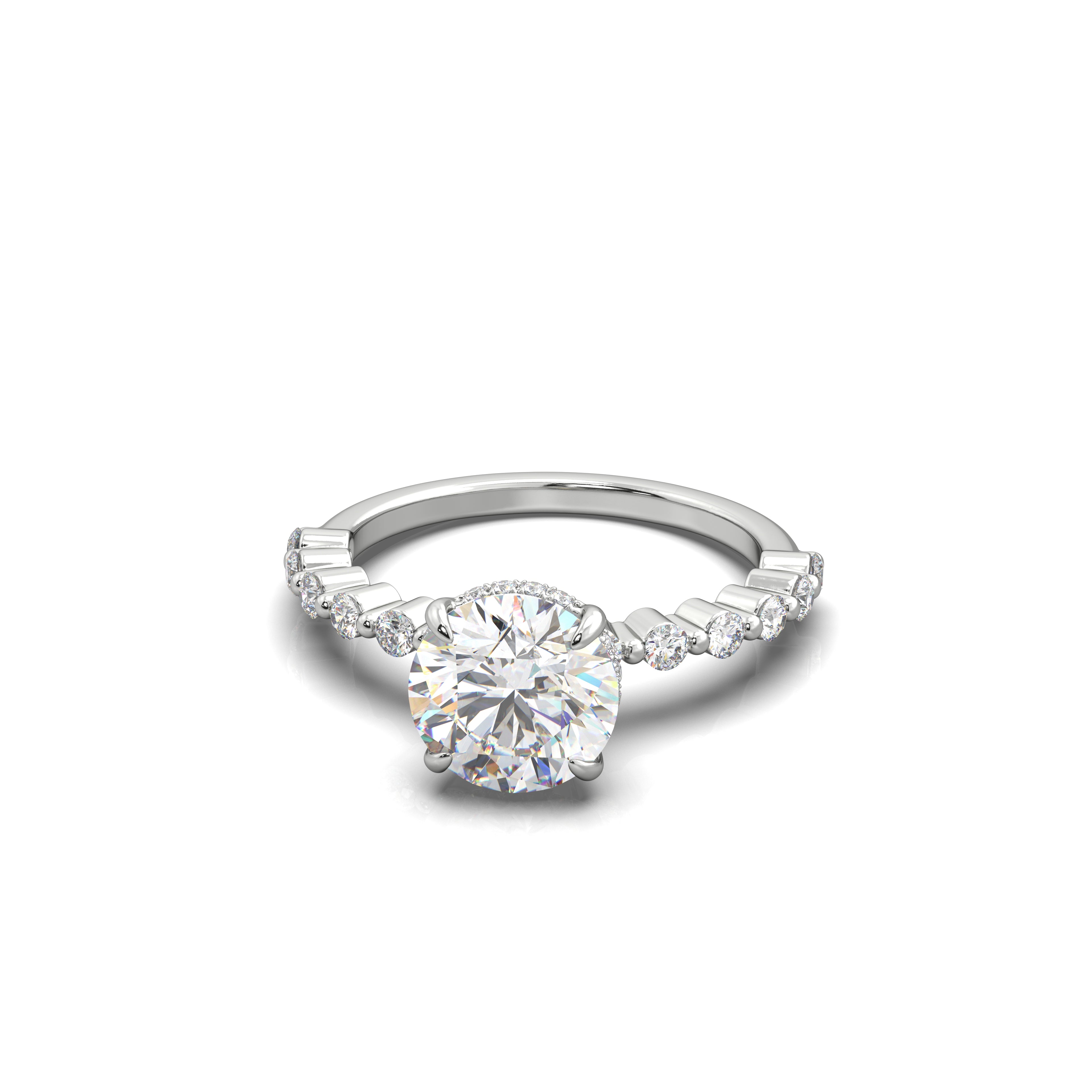 Aleena Round Diamond Engagement Ring White Gold - Bellisimo