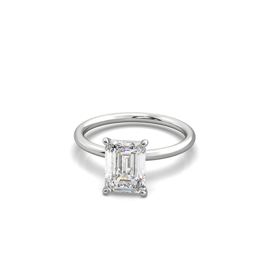 Serene Emerald Diamond Engagement Ring White Gold - Bellisimo