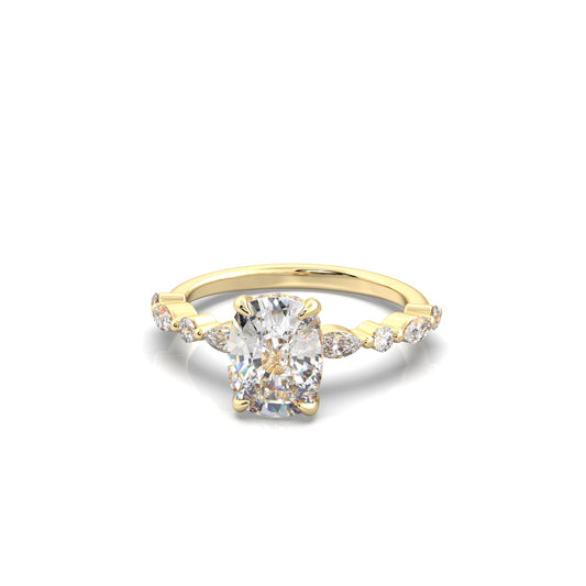 Ariana Cushion Diamond Engagement Ring Yellow Gold - Bellisimo