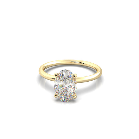 Serene Oval Diamond Engagement Ring Yellow Gold 18k - Bellisimo