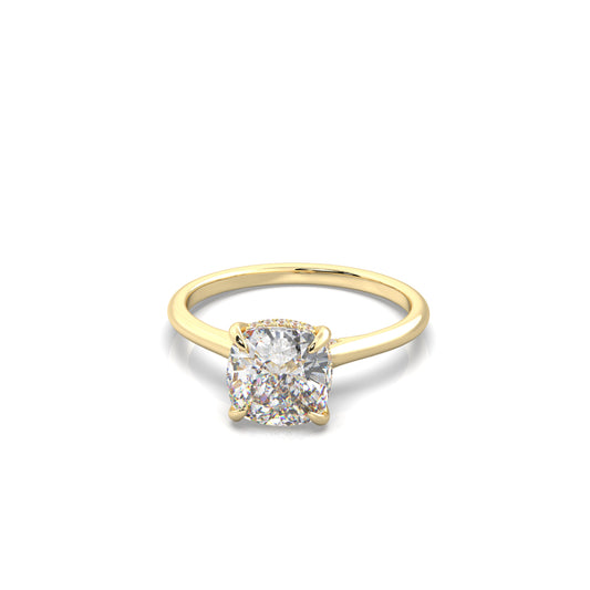 Meena Cushion Diamond Engagement Ring Yellow Gold 18k - Bellisimo