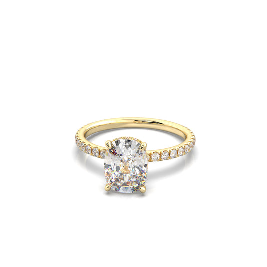 Noor Cushion Diamond Engagement Ring Yellow Gold 18k - Bellisimo
