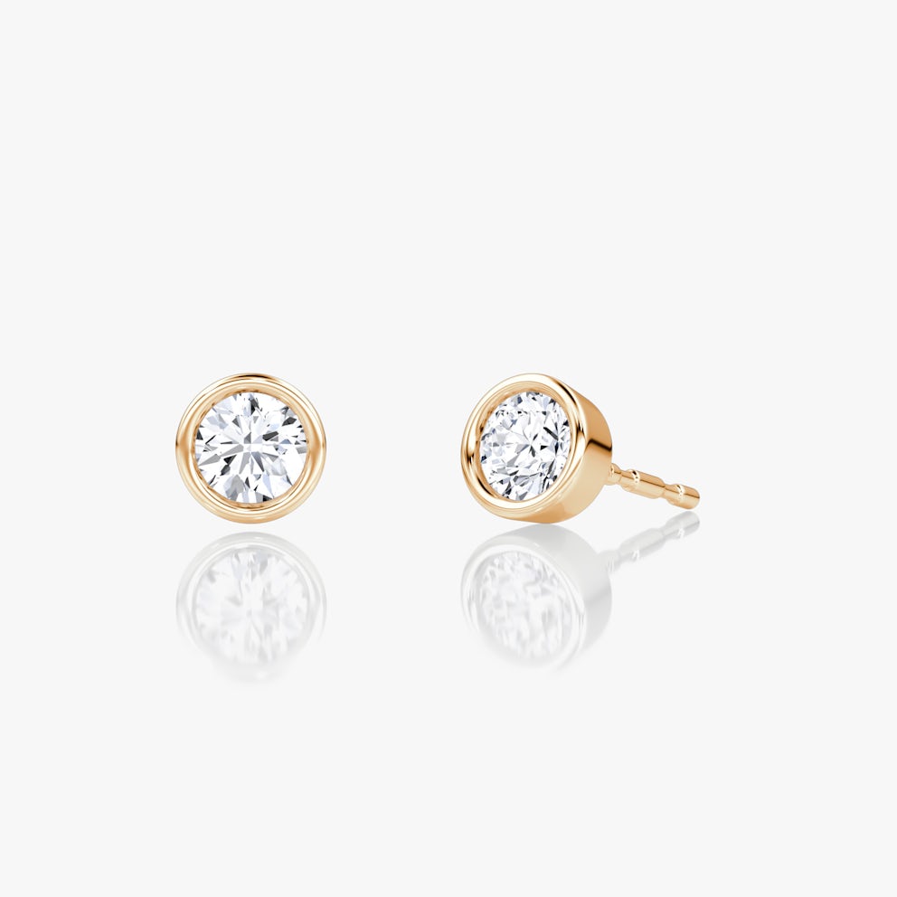 3 Carat Rose Gold Round Bezel Studs