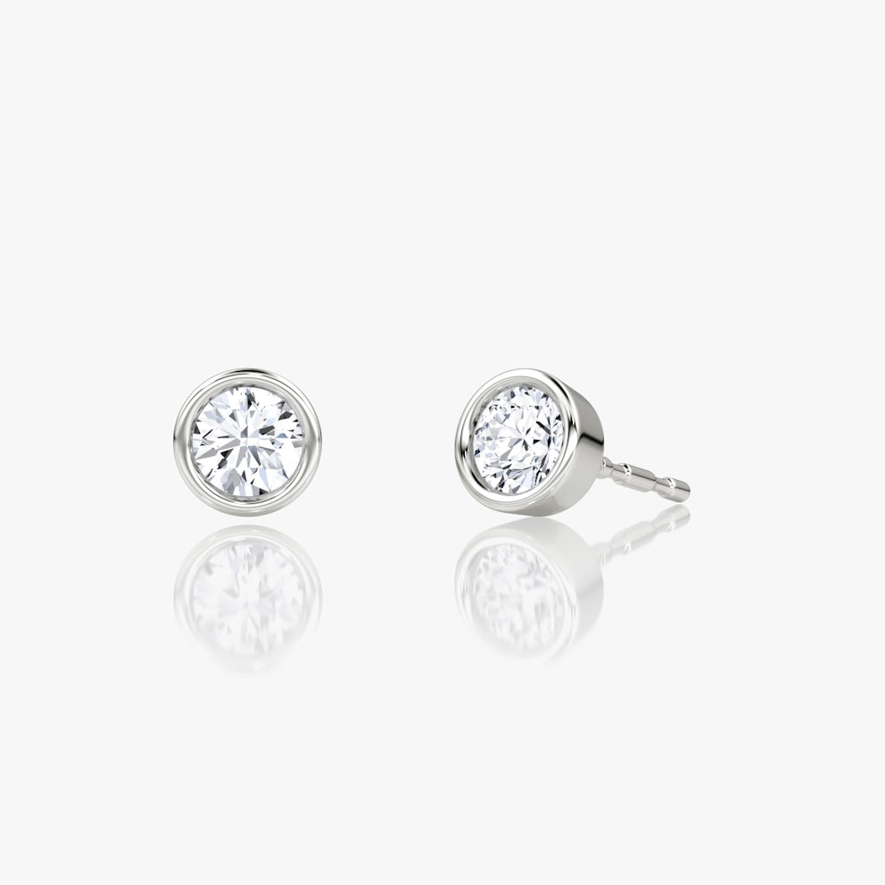 5 Carat White Gold Round Bezel Studs