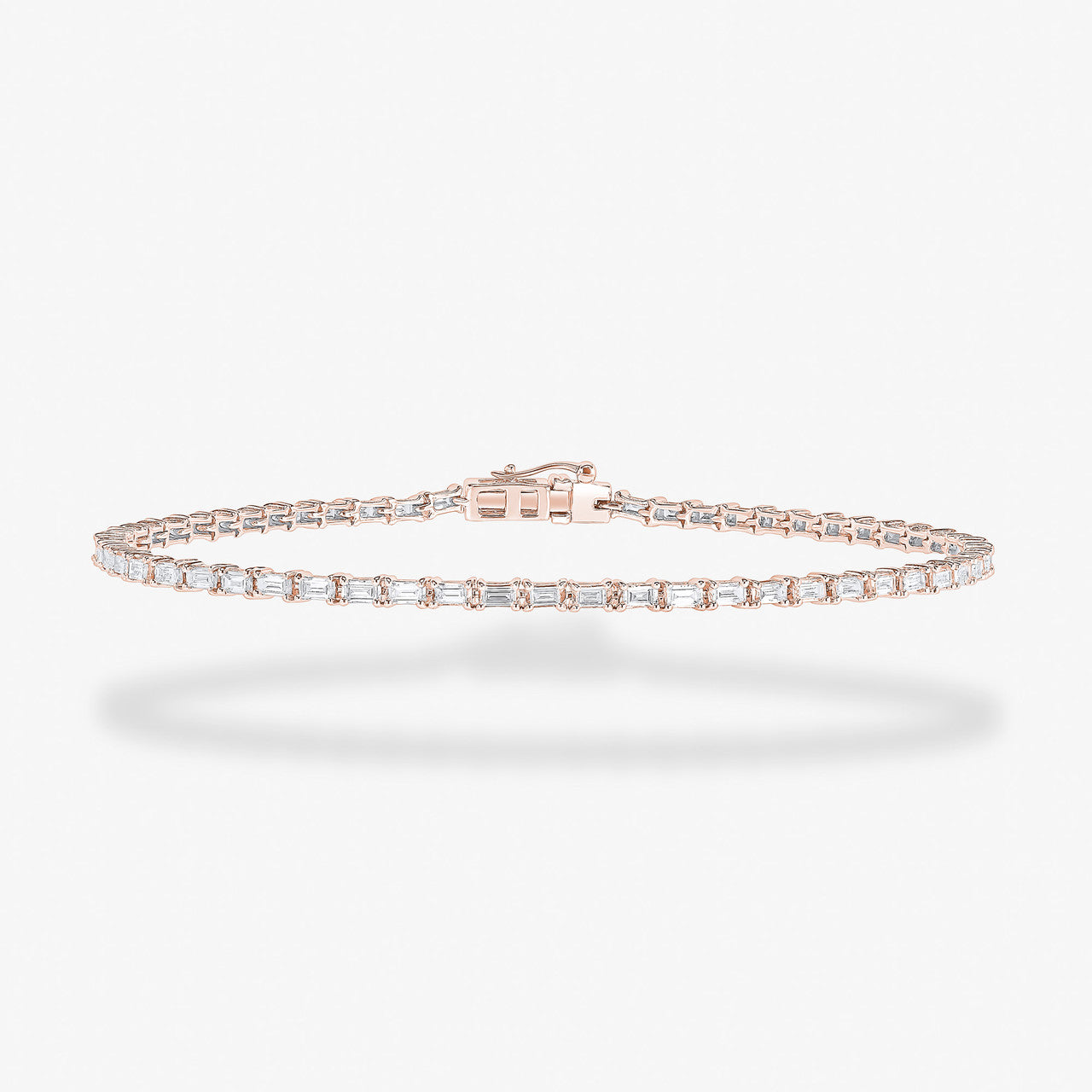 2 Carat Rose Gold Baguette Tennis Bracelet