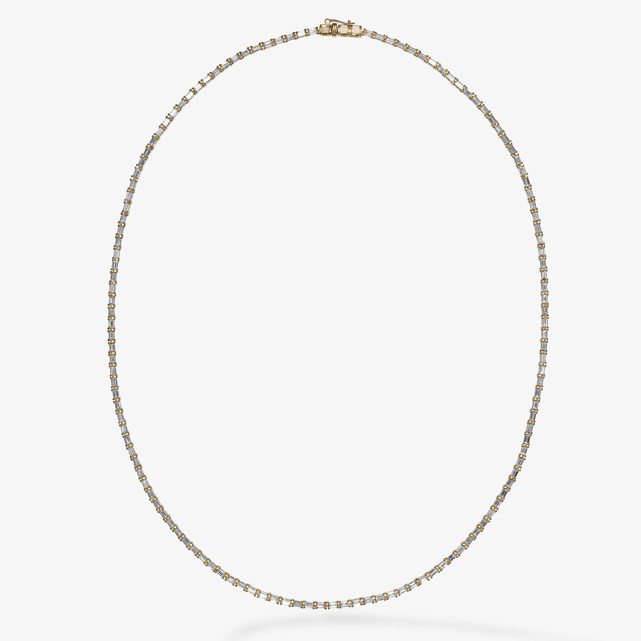 Yellow Gold Baguett Tennis Necklace