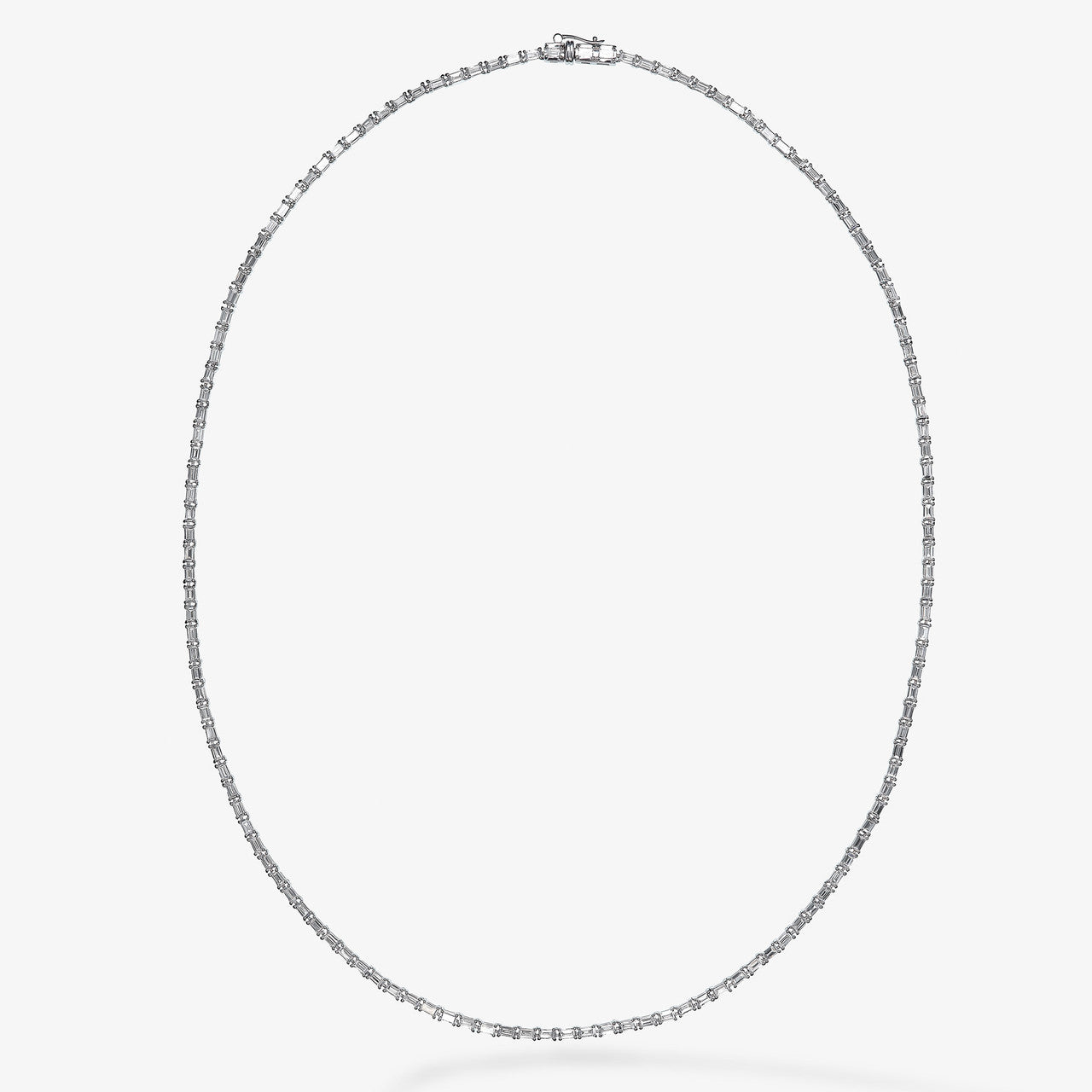 White Gold Baguett Tennis Necklace