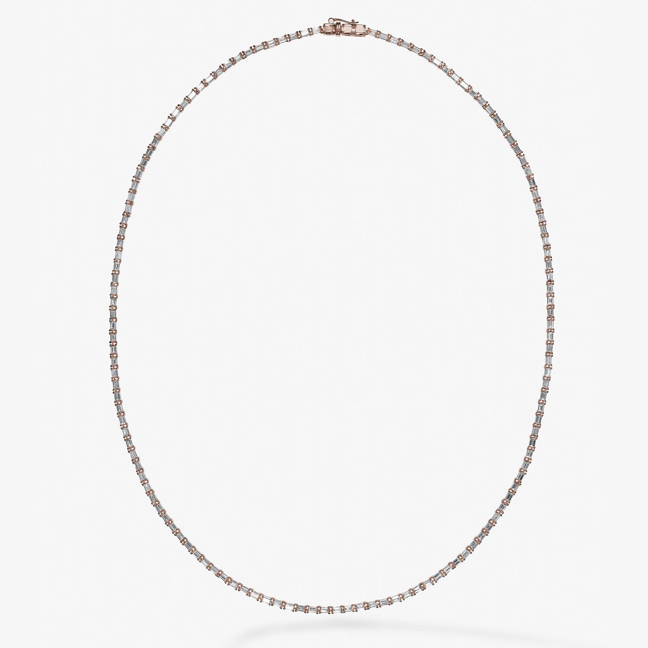 Rose Gold Baguett Tennis Necklace