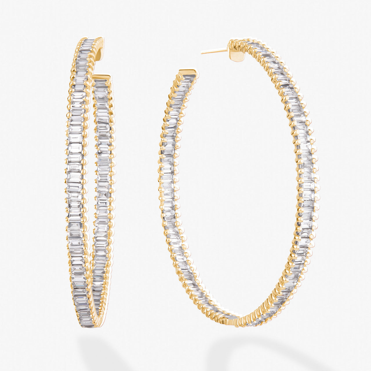 Yellow Gold Baguette Hoops Earrings