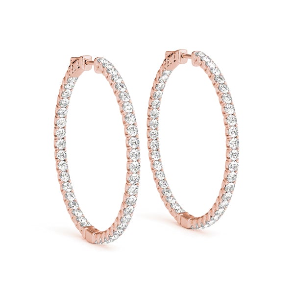 Rose Gold Diamond Hoops Earrings