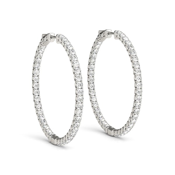 Yellow Gold Diamond Hoops Earrings