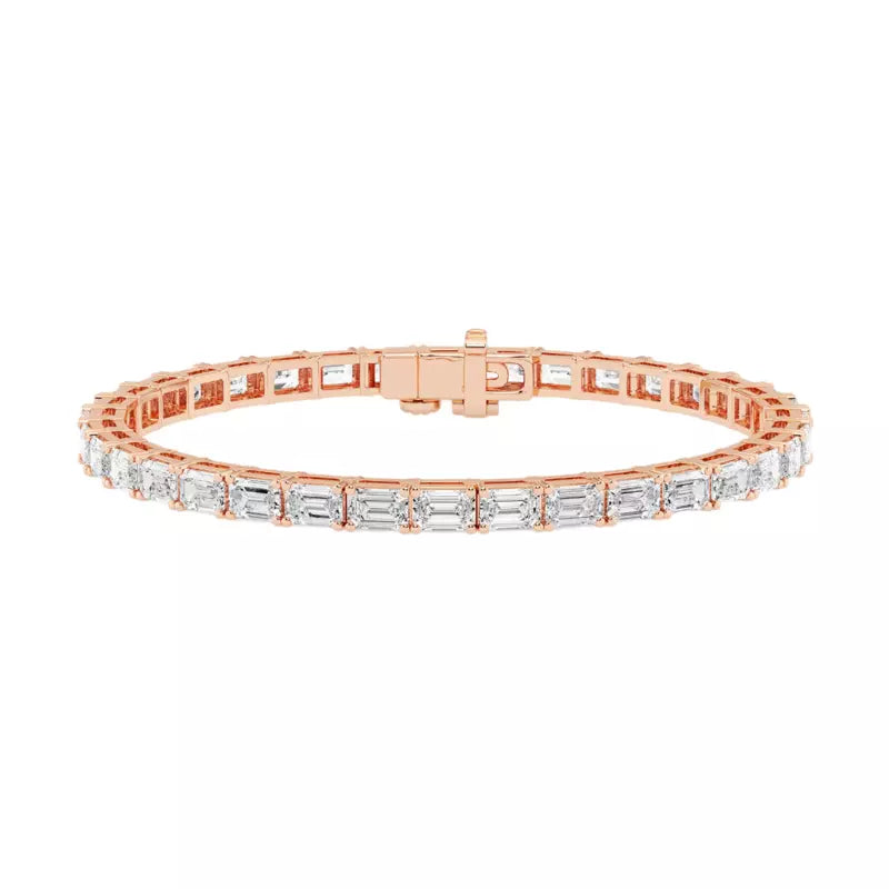 7 Carat Rose Gold Emerald Tennis Bracelet
