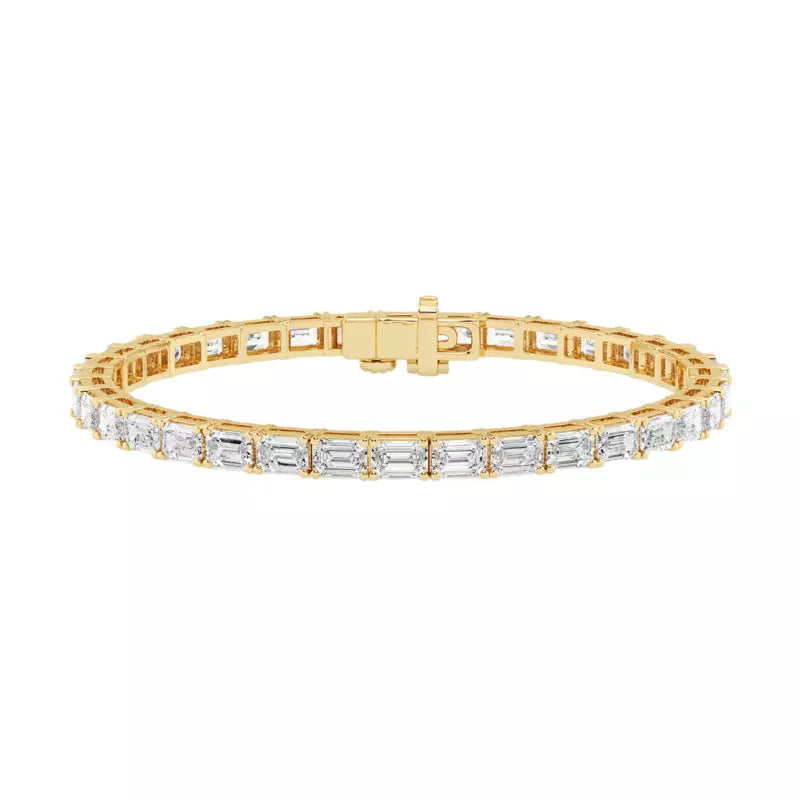 12 Carat Yellow Gold Emerald Tennis Bracelet