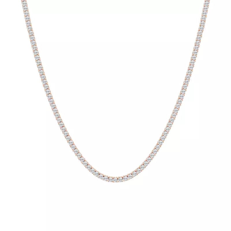 Rose Gold Round Tennis Necklace