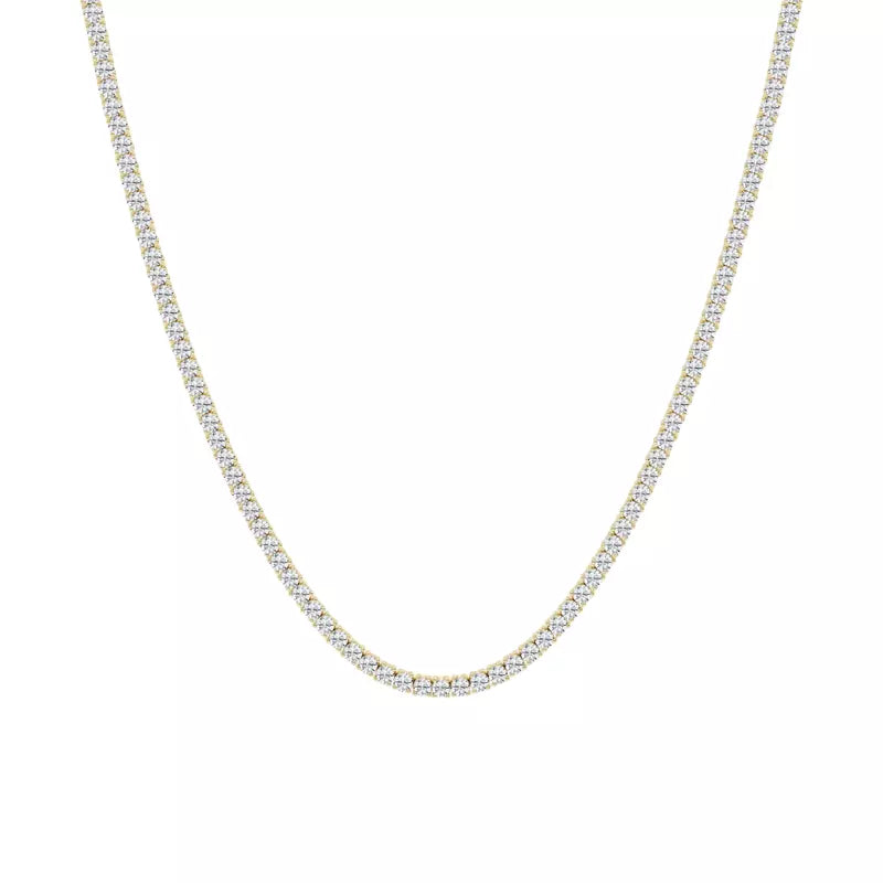 Yellow Gold Round Tennis Necklace