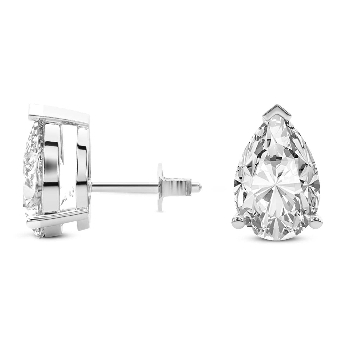 4 Carat White Gold Pear Studs