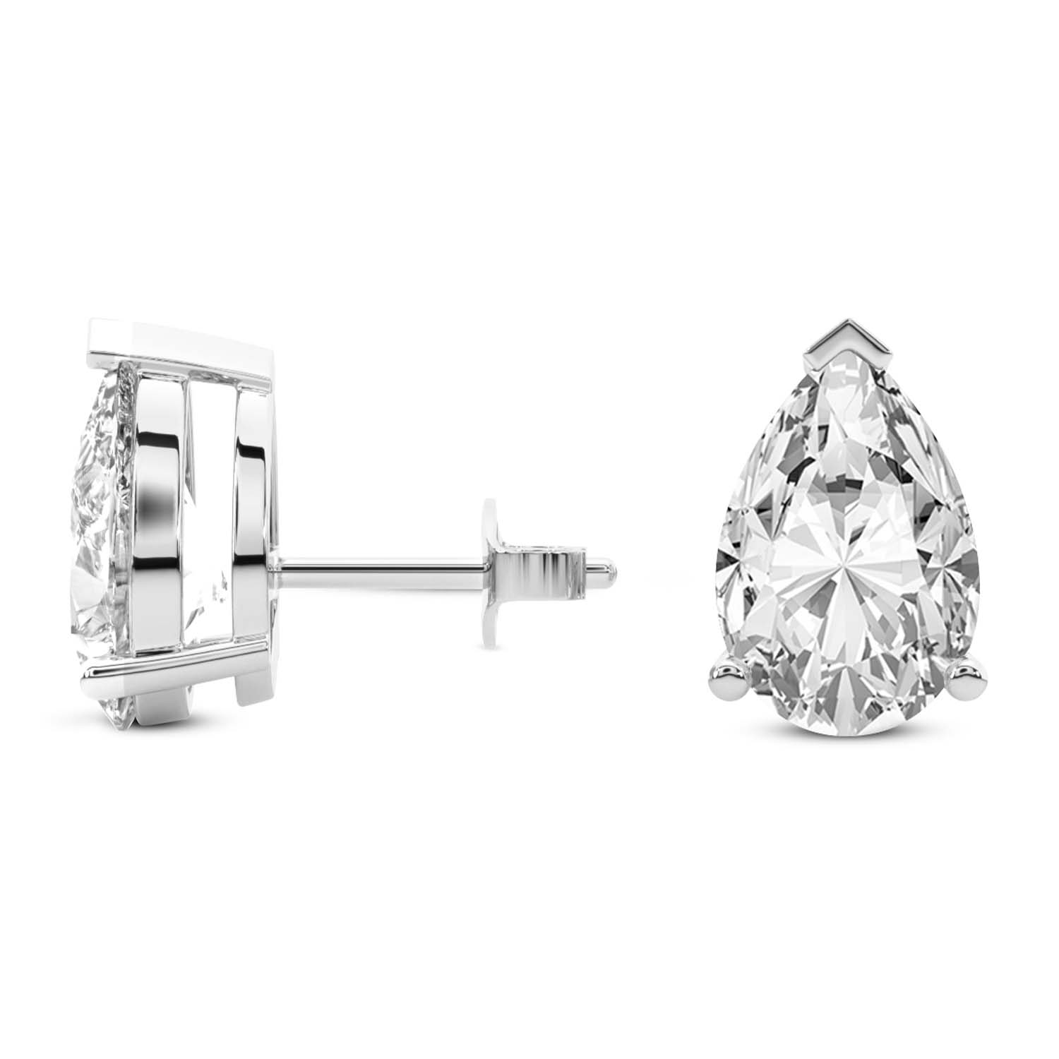 3 Carat White Gold Pear Studs
