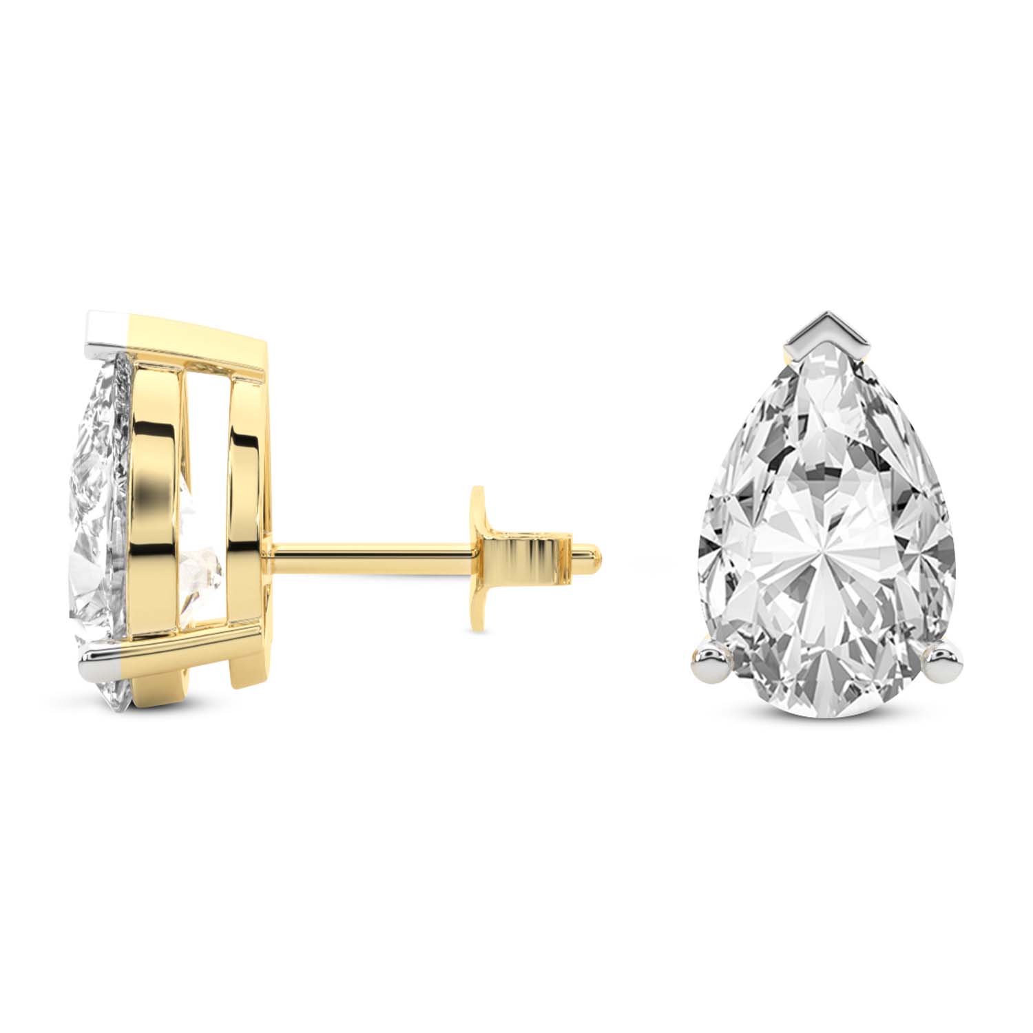 5 Carat Yellow Gold Pear Studs