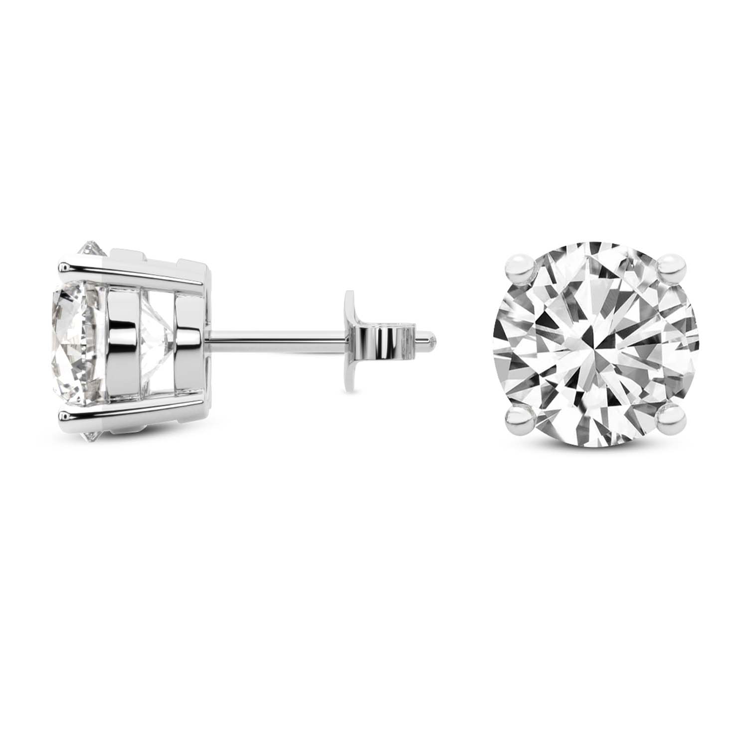 6 Carat White Gold Round Studs