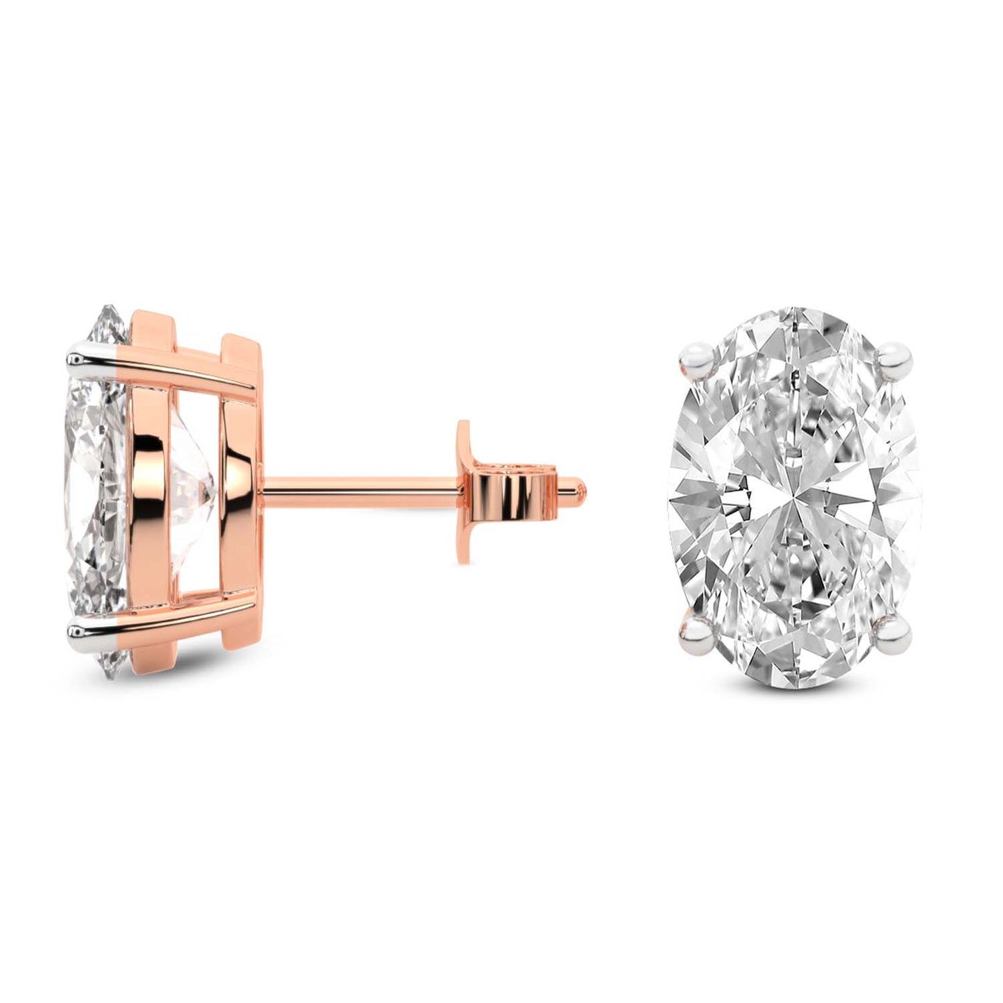 1 Carat Rose Gold Oval Studs
