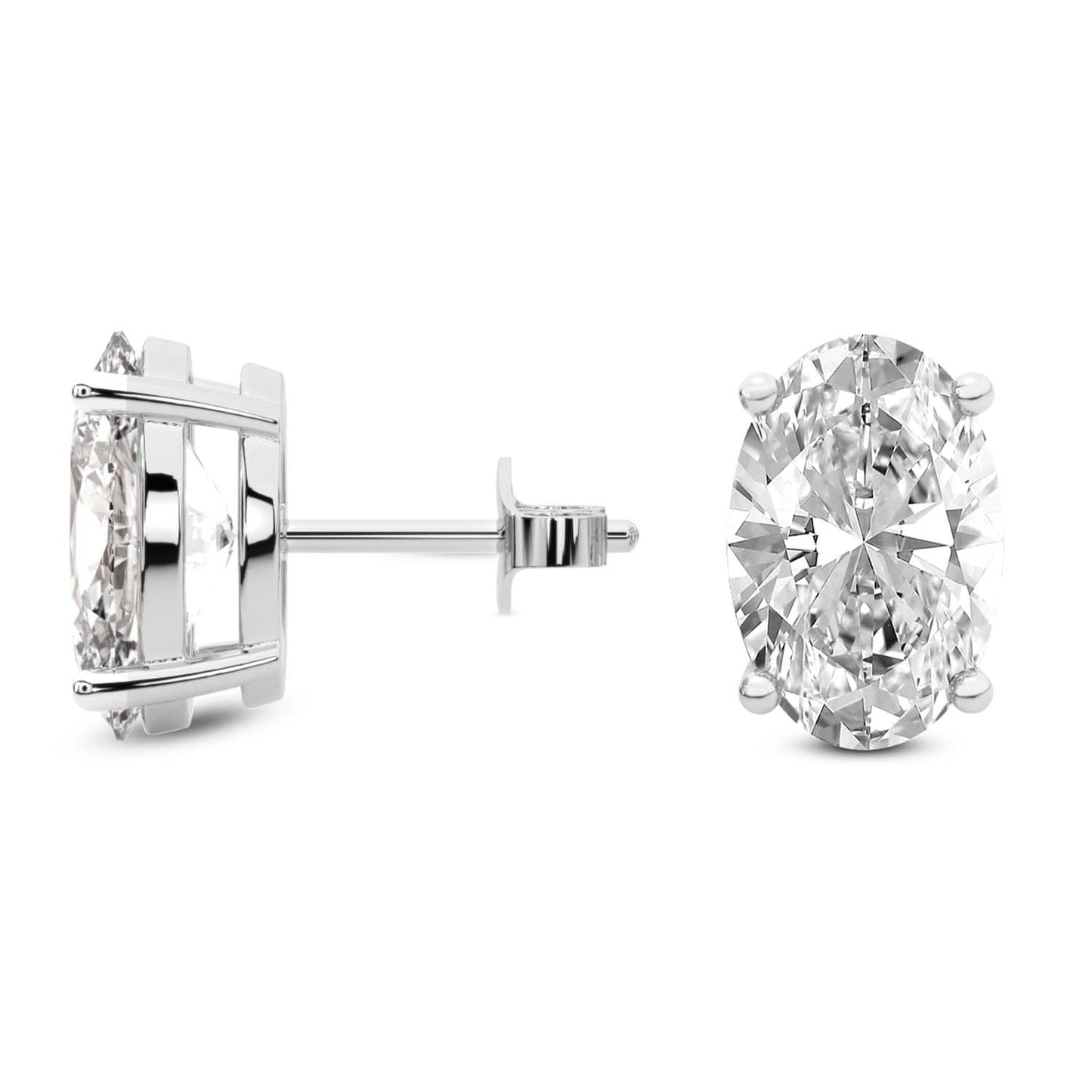 1 Carat White Gold Oval Studs