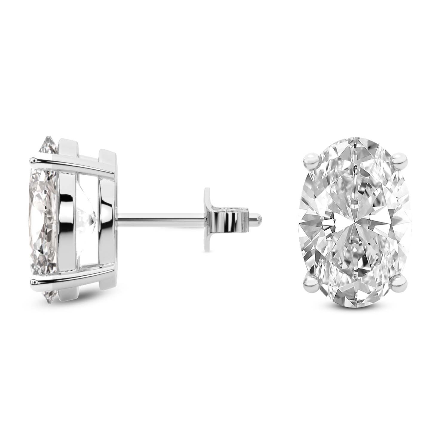 6 Carat White Gold Oval Studs