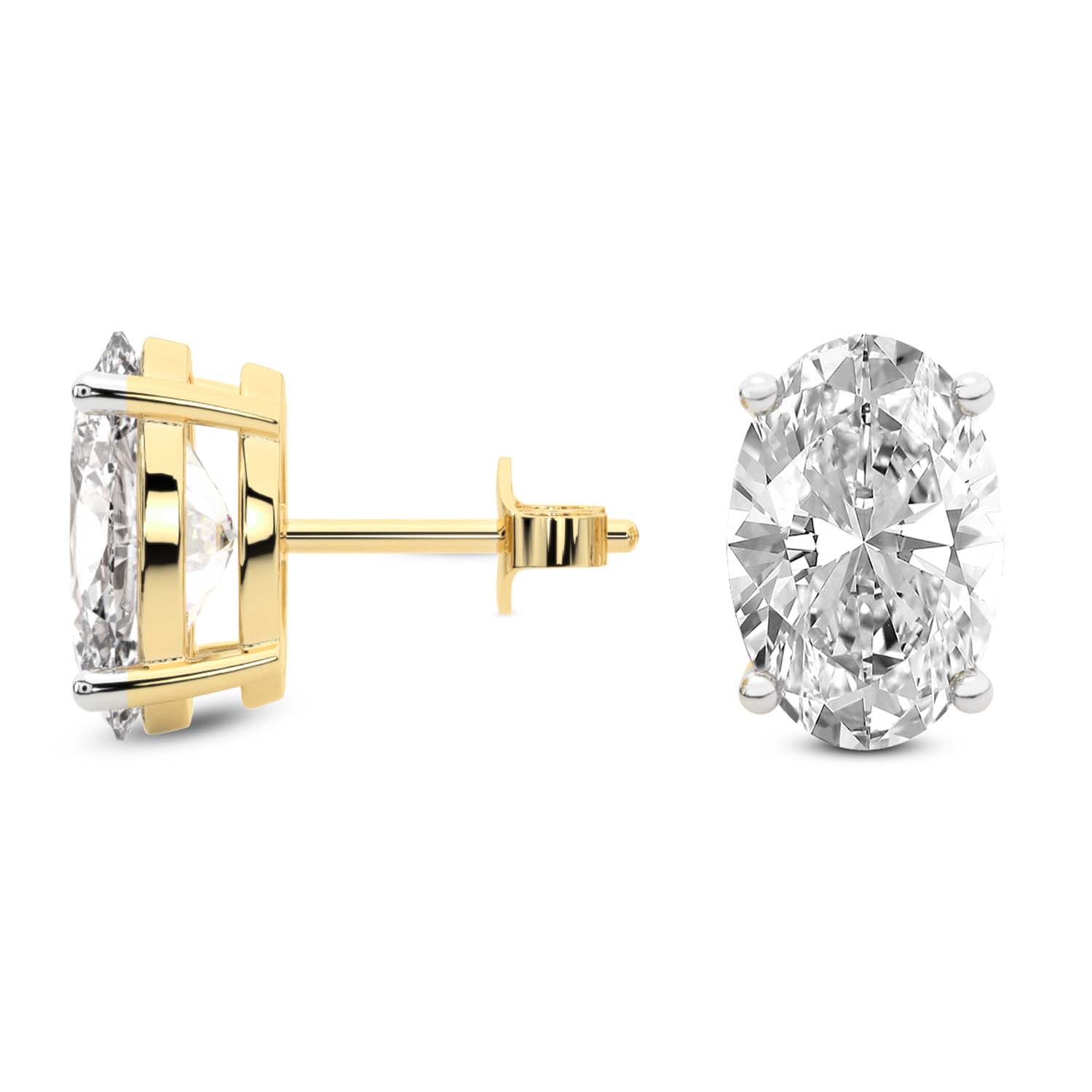 3 Carat Yellow Gold Oval Studs