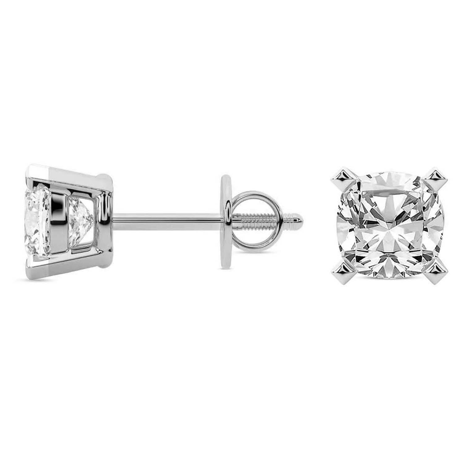 1 Carat White Gold Cushion Studs