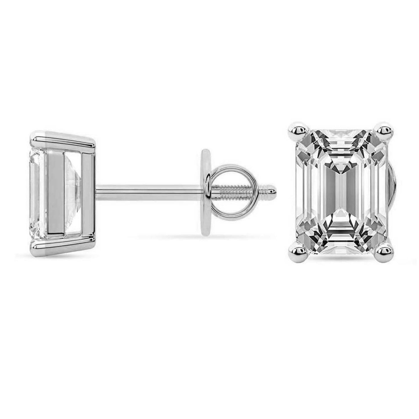 1 Carat White Gold Emeral Studs