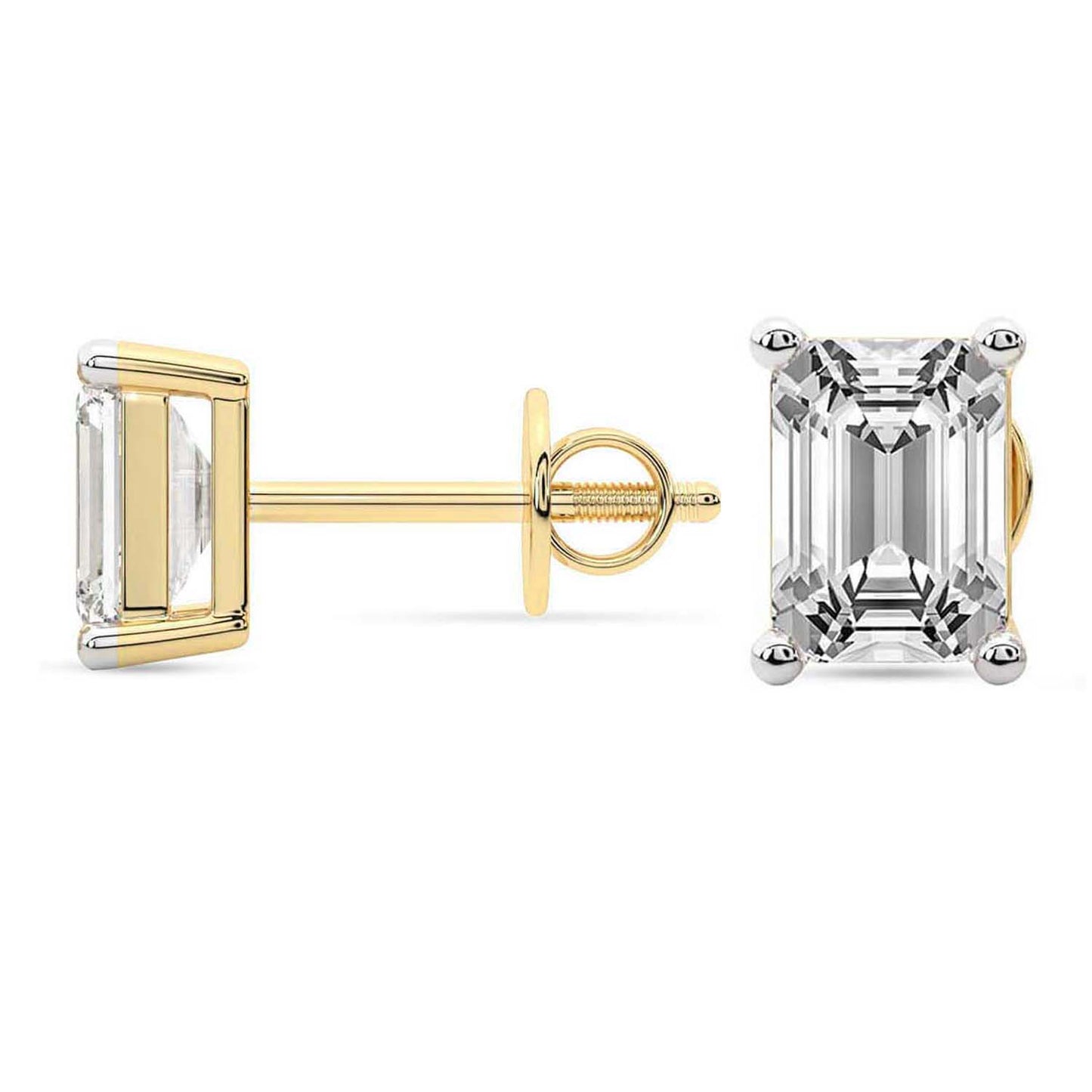 6 Carat Yellow Gold Emeral Studs