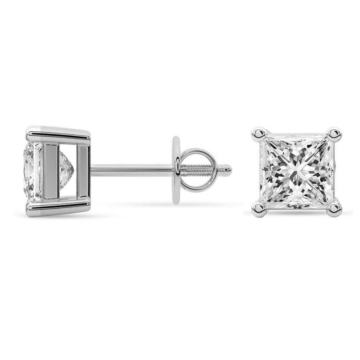 5 Carat White Gold Princess Studs