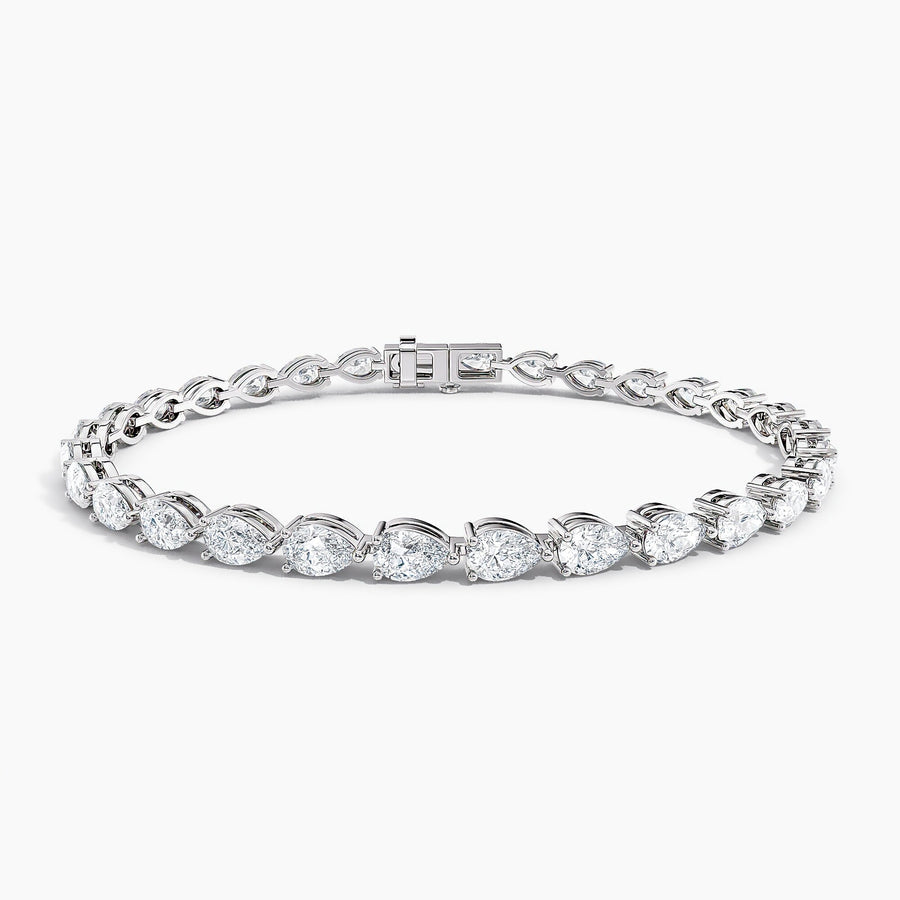 10 Carat White Gold Pear Tennis Bracelet