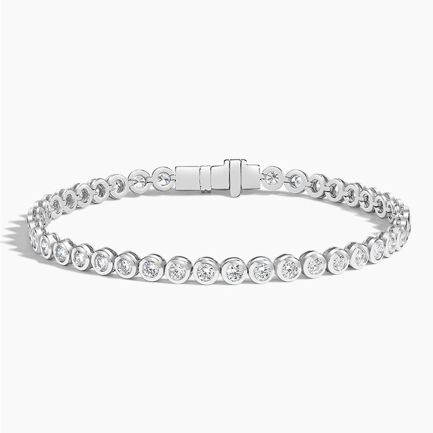7 Carat Rose Gold Round Bezel Tennis Bracelet