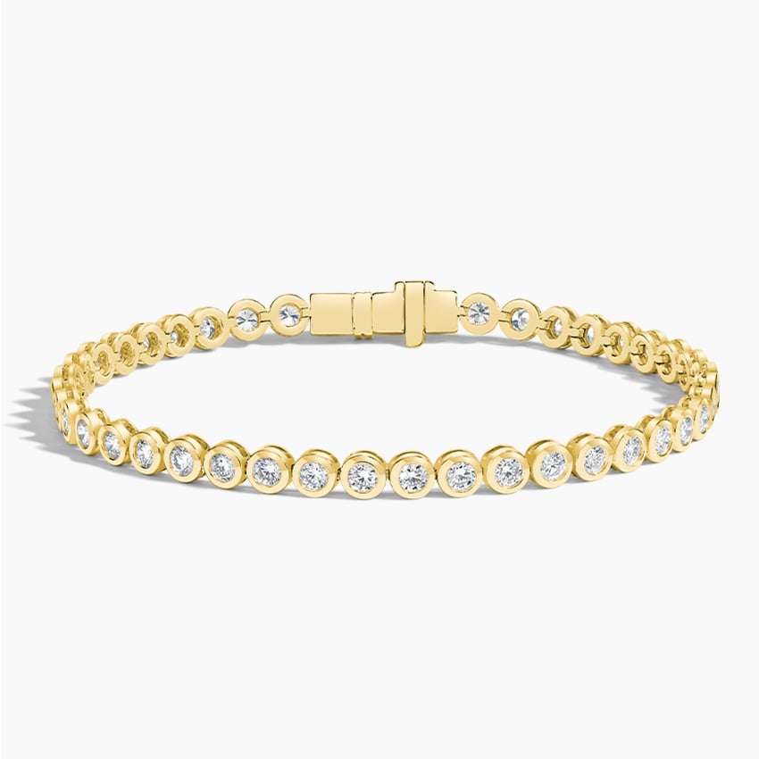 17 Carat Yellow Gold Round Bezel Tennis Bracelet