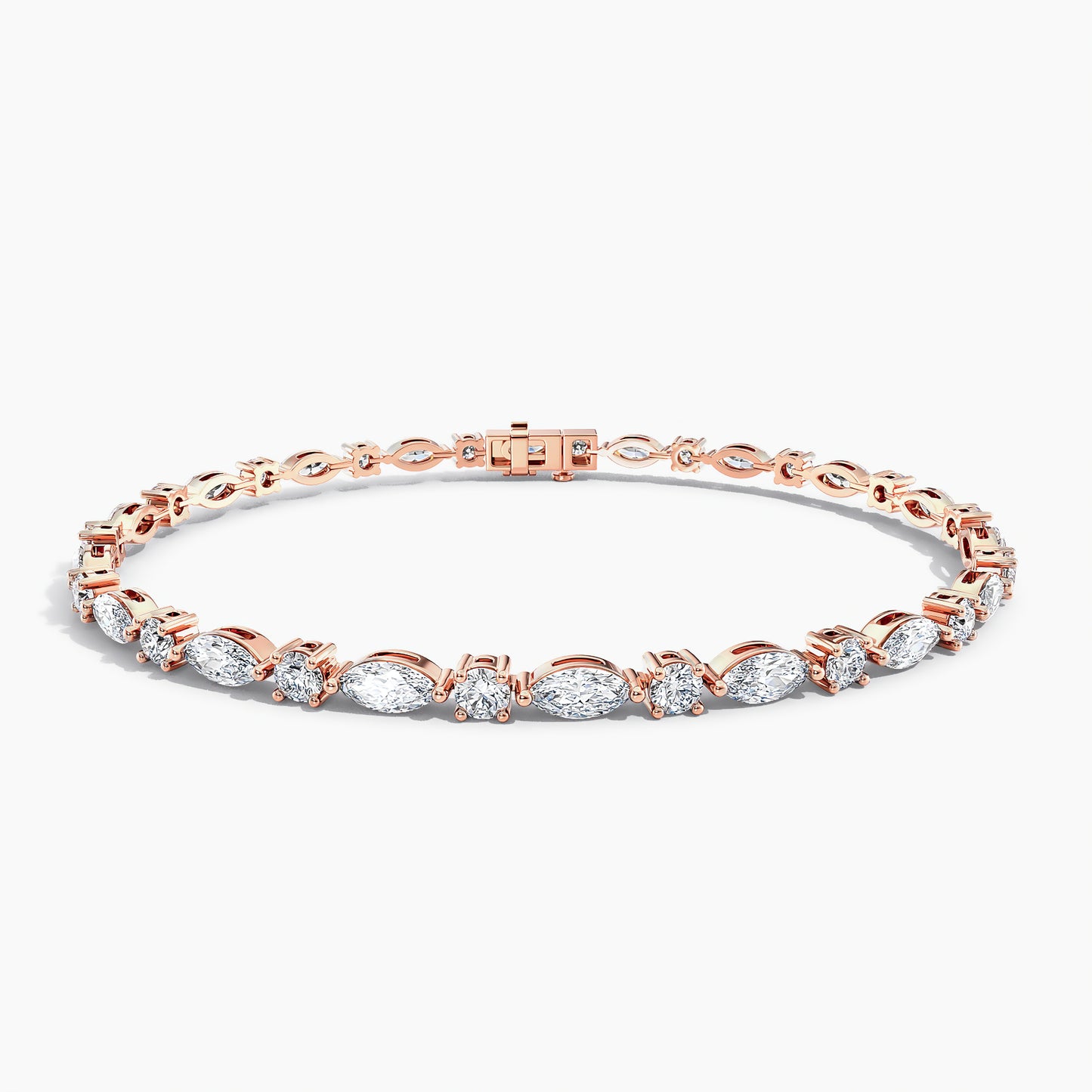 2 Carat Rose Gold Marquise and Round Tennis Bracelet