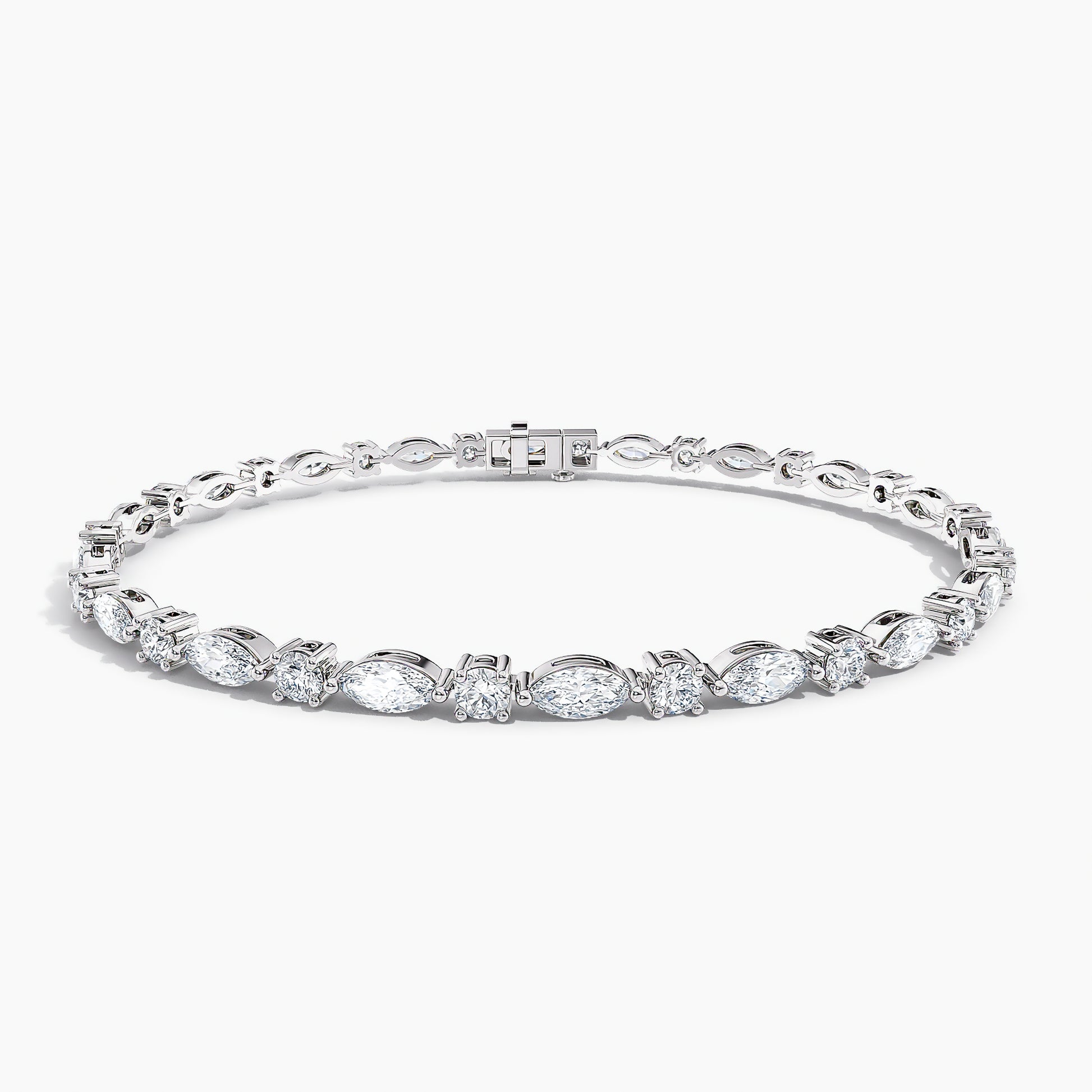 10 Carat White Gold Marquise and Round Tennis Bracelet
