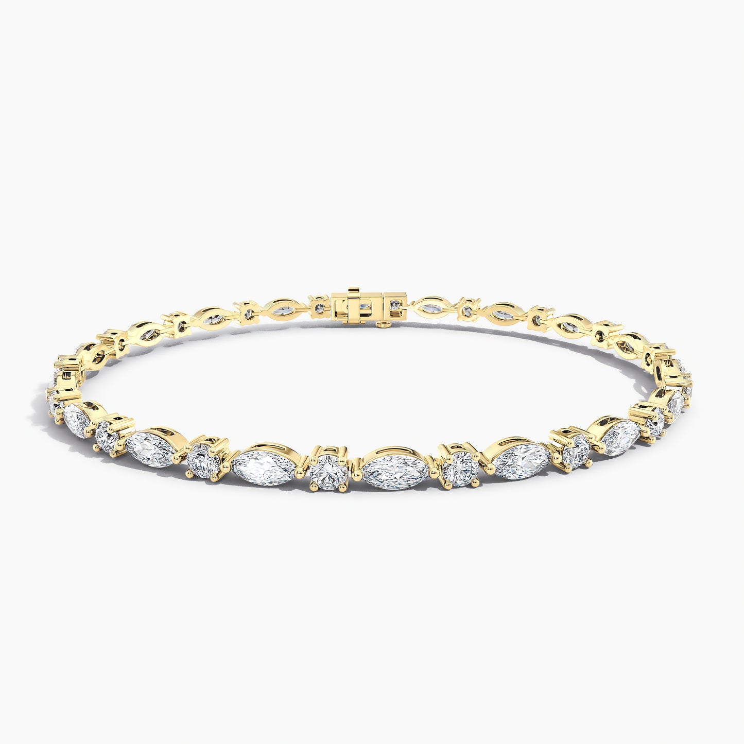 2 Carat Yellow Gold Marquise and Round Tennis Bracelet