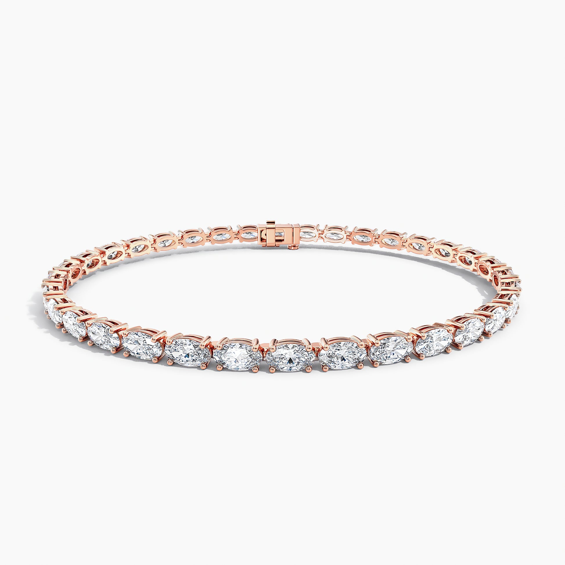 12 Carat Rose Gold Oval Tennis Bracelet