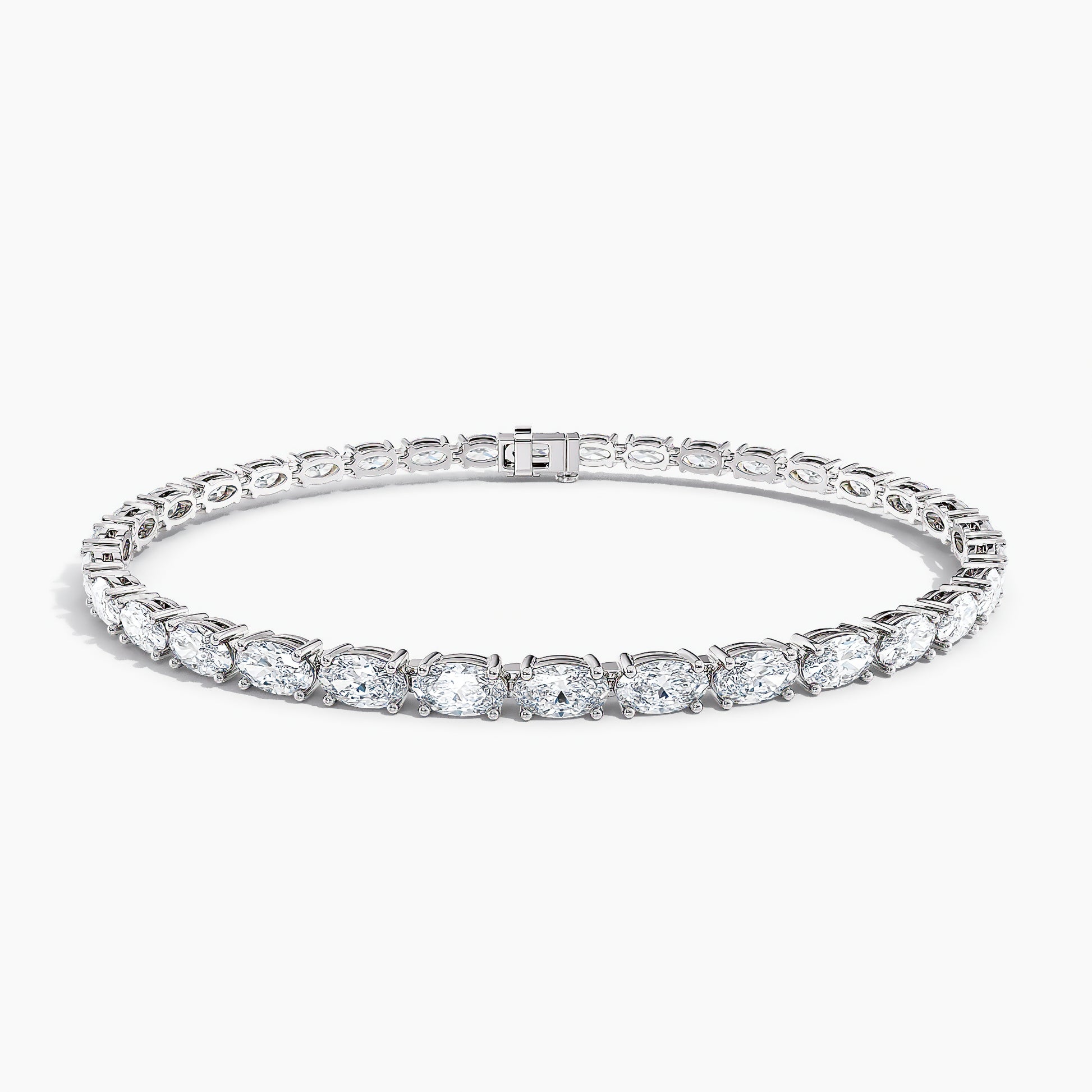 15 Carat White Gold Oval Tennis Bracelet