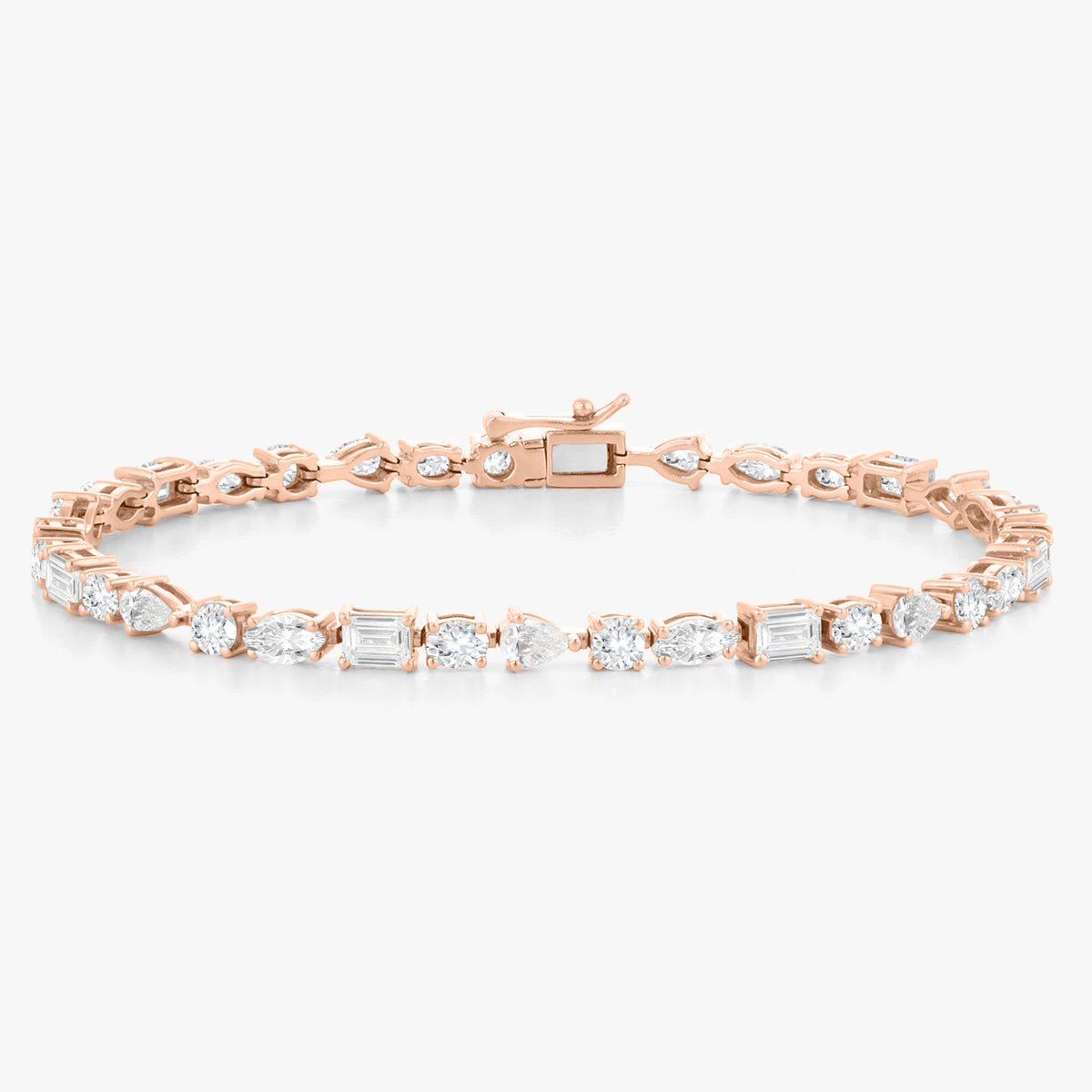 10 Carat Rose Gold Multi Shape Tennis Bracelet