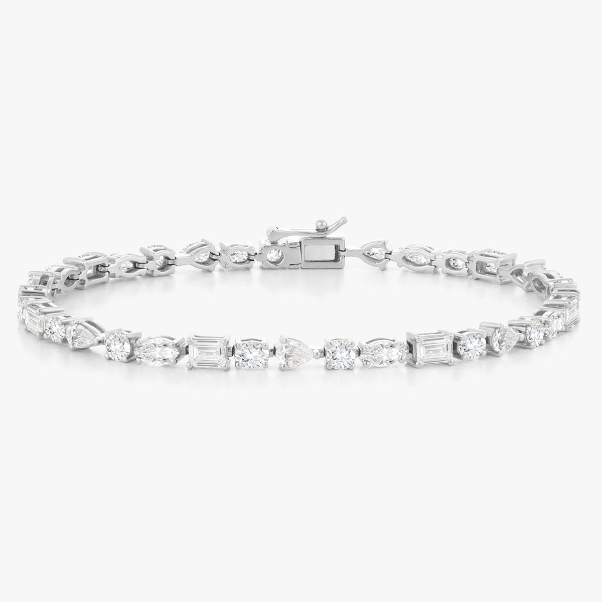8 Carat White Gold Multi Shape Tennis Bracelet