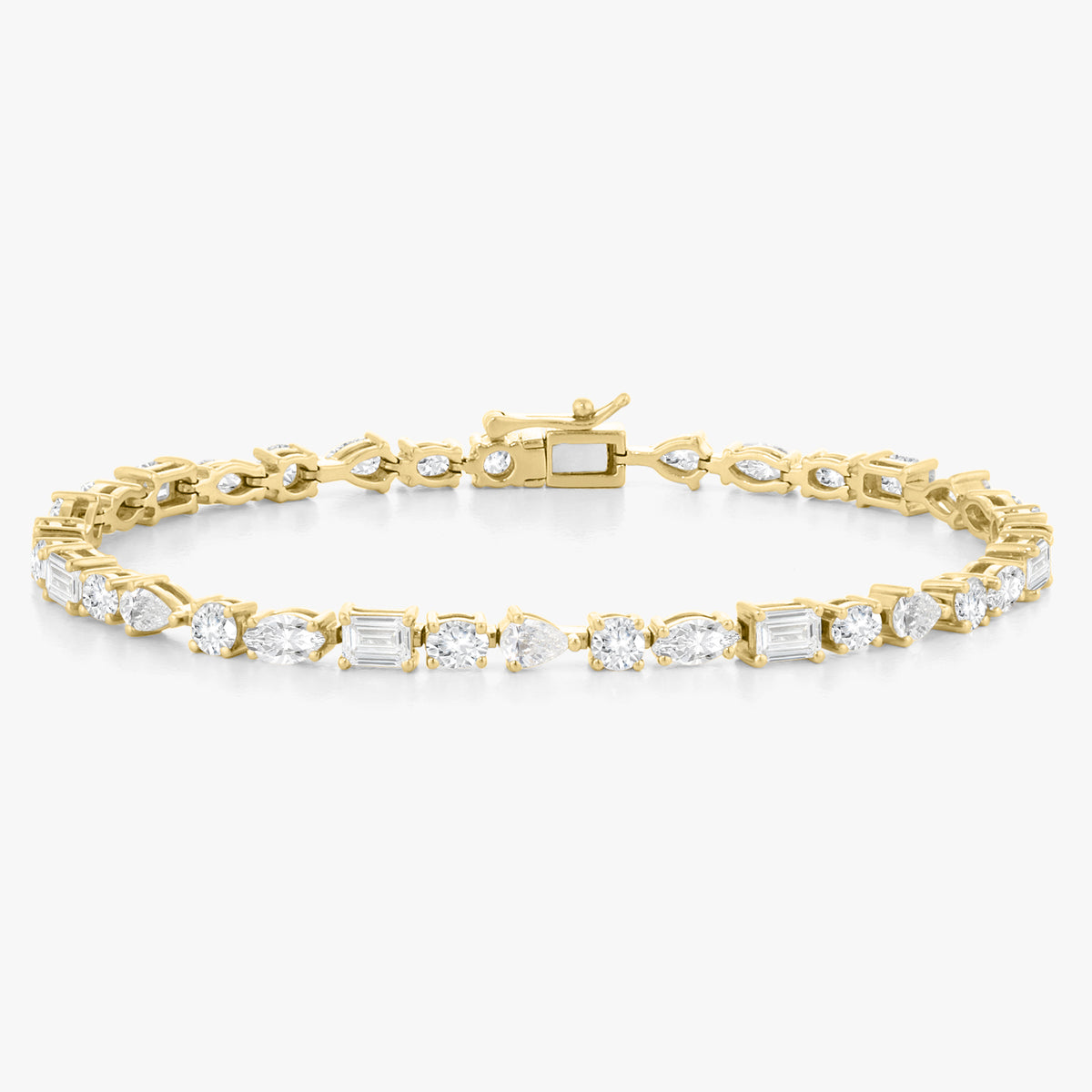 10 Carat Yellow Gold Multi Shape Tennis Bracelet