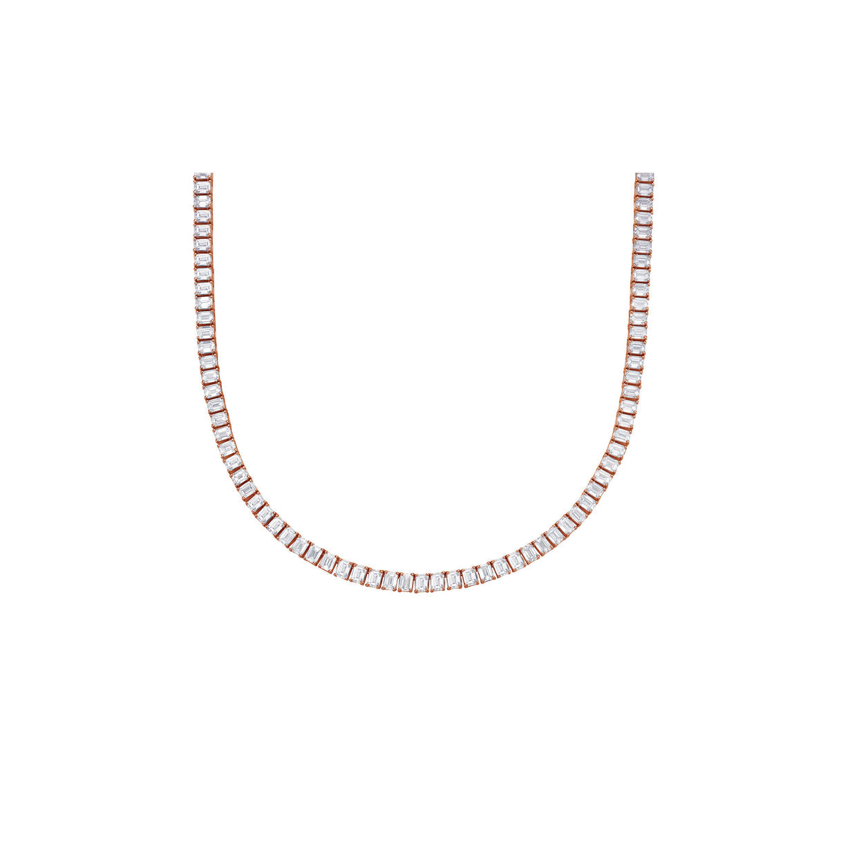 Rose Gold Emerald Tennis Necklace