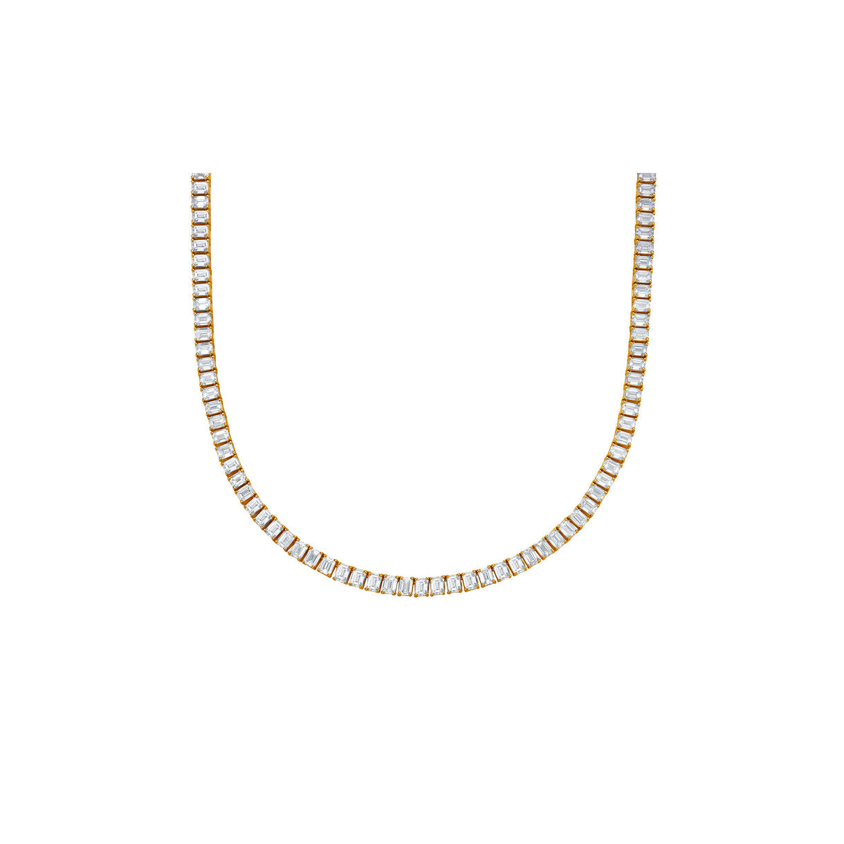 Yellow Gold Emerald Tennis Necklace